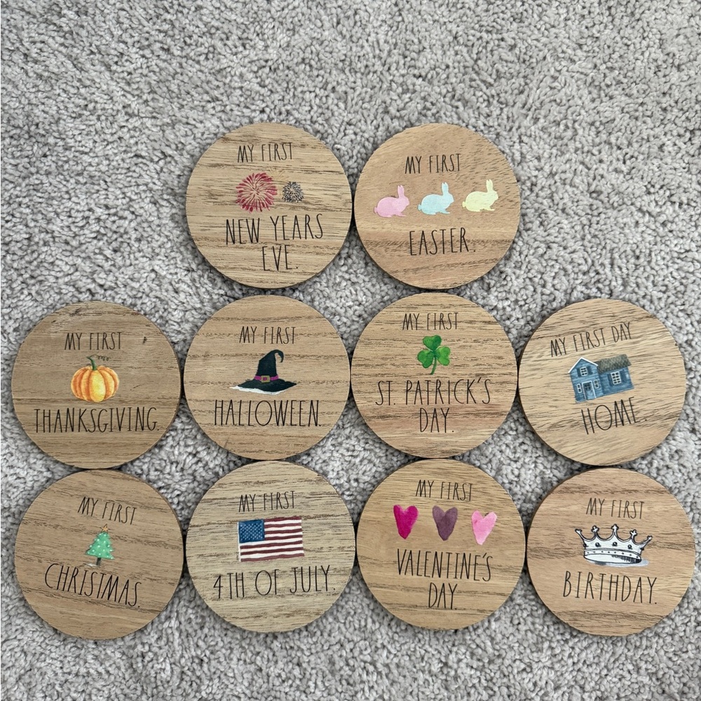 Rae Dunn Wooden Milestone Discs Set